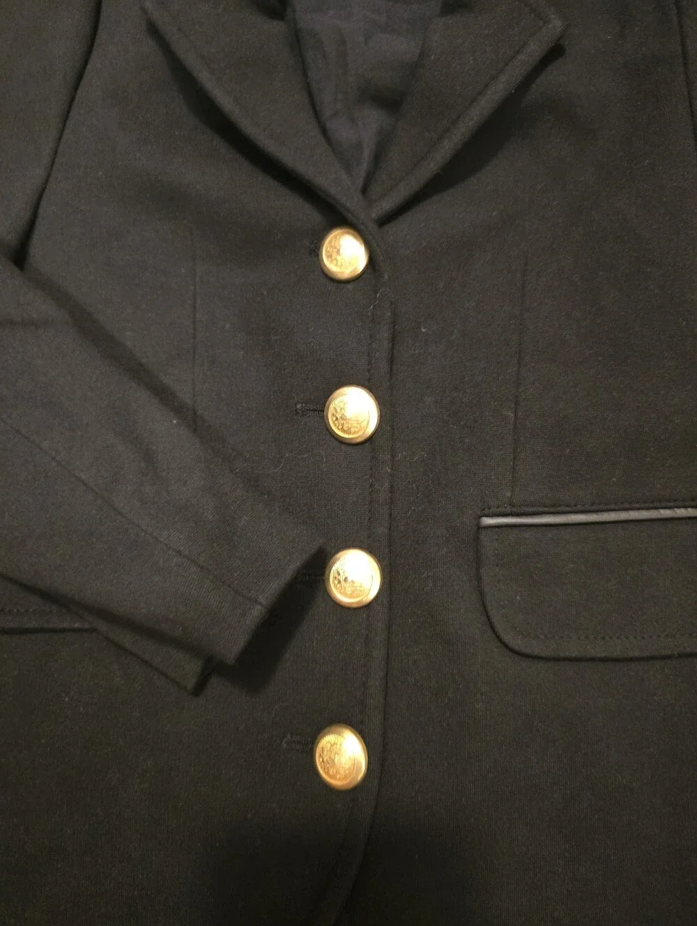 NEW Zara Black Blazer with Leather Collar and Gold Buttons
